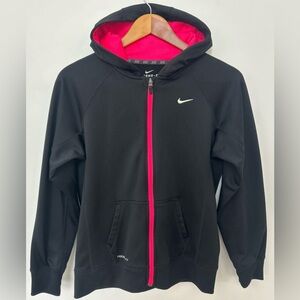 Nike Therma-FIT Hoodie Kids XL Black Pink Full Zip Athletic Warm